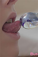 tongue and glass dildo