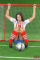 Gorgeous Czech brunette painted as football fan