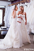two blond haired brides