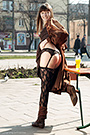 Ukrainian babe Red Eva ass flashing outdoors